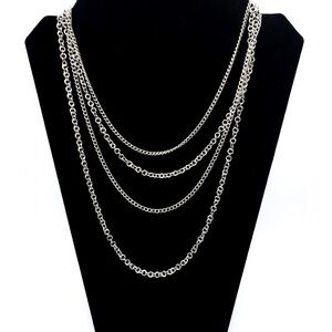 Silver Tone Multi Chain Layered Necklace